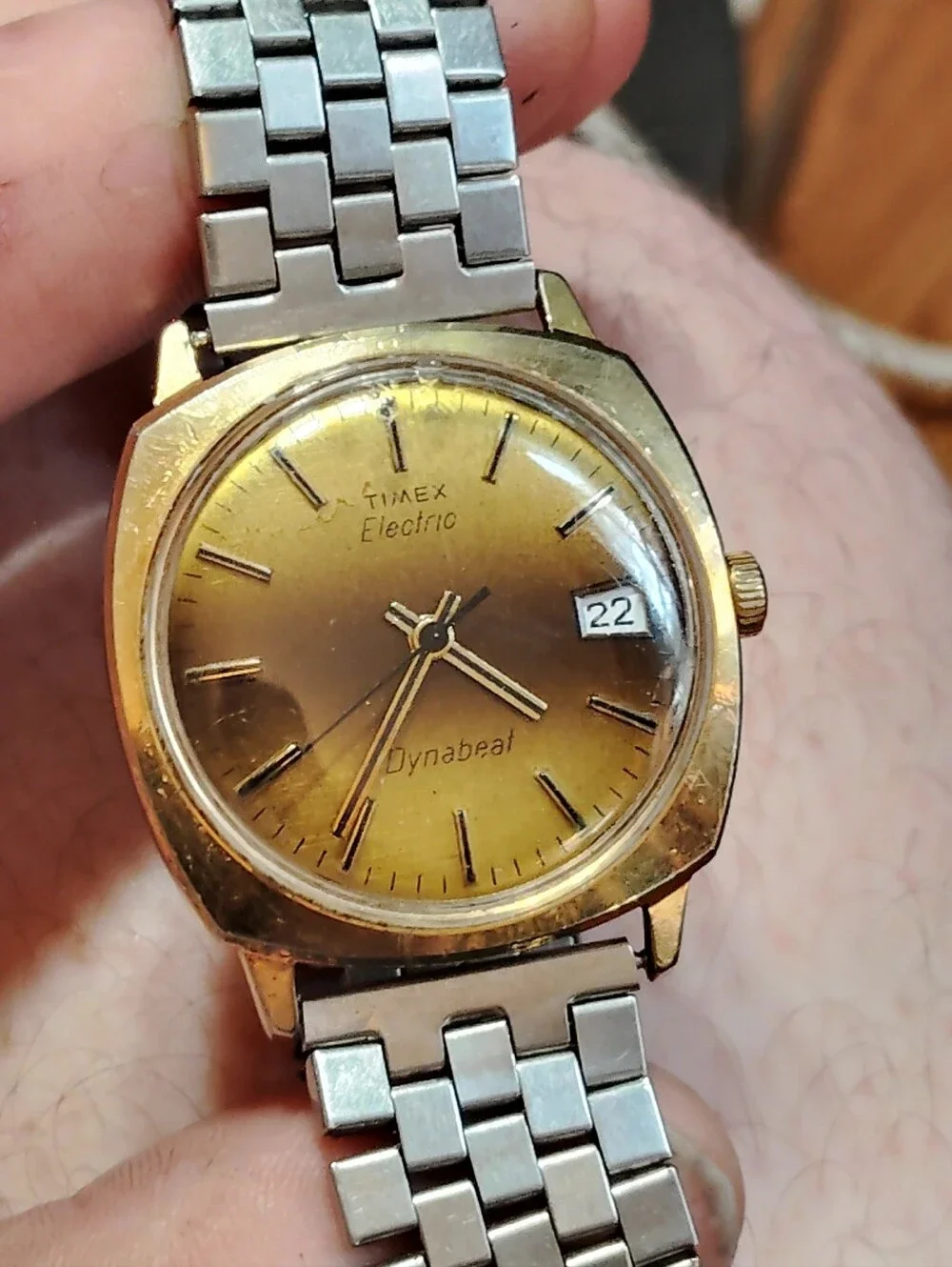 Timex Electric Dynabeat With 'Tigers eye' Sunburst Dial WORKING
